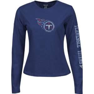  Tennessee Titans Womens Navy Long Sleeve Giant Logo Too 