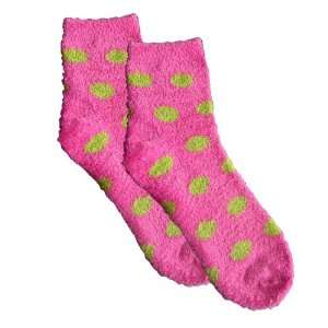 Red Carpet Studios Spa Socks, Pink and Lime Green Polka Dot:  