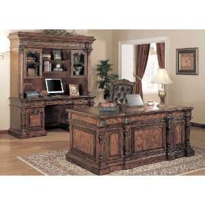   Set Desk, Arm Chair with Leather, Credenza & Hutch: Home & Kitchen