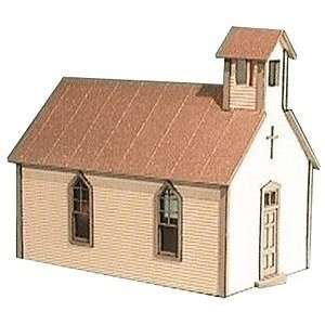   Model Builders HO Crossroads Church Laser Cut Wood Kit Toys & Games