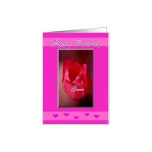  Happy Birthday Gracie / Hot Pink Tulip Card Health 