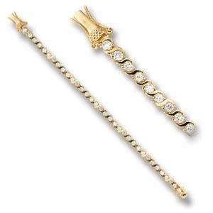  8 Inch Clear Cubic Zirconia Brass Gold Plated Bracelet AM 