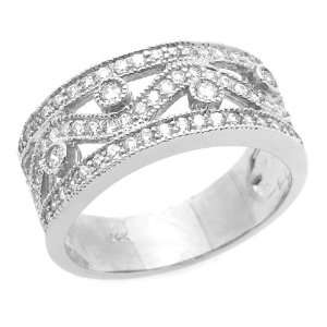   Engagement Ring 0.2ctw CZ Cubic Zirconia Filigree Band White Gold Ring