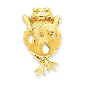  14k Frog Holding Heart Shaped Lilly Pad Slide   JewelryWeb 