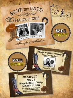 WESTERN COUNTRY COWBOY Wedding Save the Date Magnets  