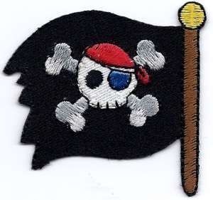 Pirate Flag w/Skull & Crossbones  Iron On Applique  