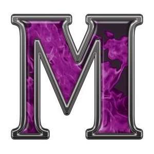 : Reflective Letter M with Inferno Purple Flames   1 h   REFLECTIVE 