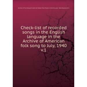  of recorded songs in the English language in the Archive of American 