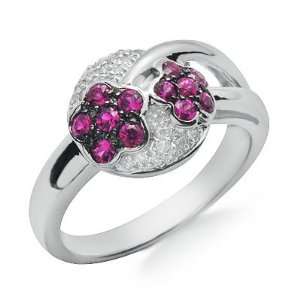  14K White Gold Womens Pink Sapphire Diamond Ring: Jewelry