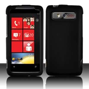 Black Rubberized Hard Case Snap on Phone Cover for HTC 7 Trophys