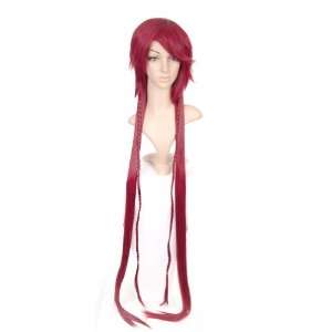    Deep Red Long Length Anime Cosplay Costume Wig: Toys & Games