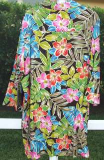 ROXANNE CLASSIC FLORAL MULTICOLOR ALL RAYON COVER UP BIG SHIRT TOP 