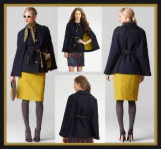 Milly Sienna Belted Cape US 8 NWT Midnight Spanish Wool Jacket Coat 