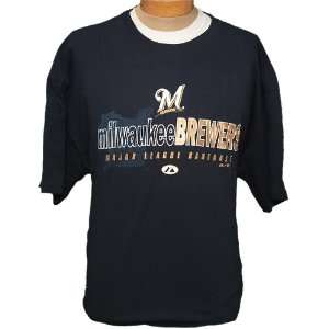  6XL MLB Milwaukee Brewers Navy & Gold Screenprint T shirt 