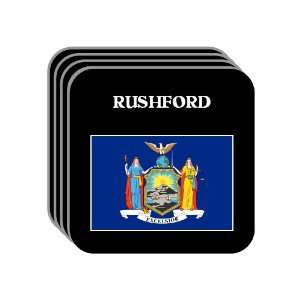  US State Flag   RUSHFORD, New York (NY) Set of 4 Mini 
