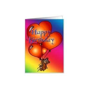    Happy Birthday, Baby Bear with Heart Balloons Card: Toys & Games