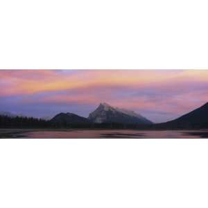 Silhouette of Mountains on a Landscape, Mount Rundle, Vermillion Lake 