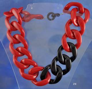 Nifty Francesca Romana Large Red & Black Chain Necklace  