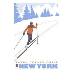 Cross Country Skier, Shady Corner Curve, New York Premium Poster Print 