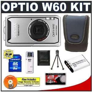  Pentax Optio W60 Waterproof Digital Camera (Silver 
