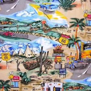  45 Wide Movin On Route 66 Sky Fabric By The Yard Arts 