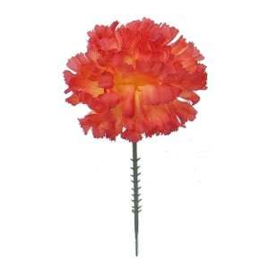  100 Carnation 5 Orange Artificial Silk Flower Pick