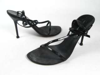 SERGIO ROSSI Black Patent Sandals Pumps Heels Size 38  