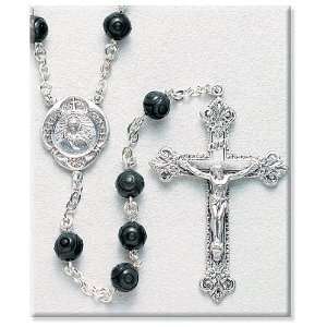  Sterling Silver Rosary Genuine Cocoa Beads Black Rosaries 
