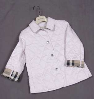 NWT Girl Burberry Diamond Quilted Jacket 5Y ICE PINK  