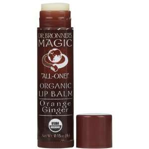 Dr. Bronners Organic Lip Balm Orange Ginger 0.15 oz (Quantity of 5)