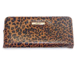 NEW! KENNETH COLE REACTION SNAP HAPPY CLUTCH WALLET BROWN LEOPARD NWT 