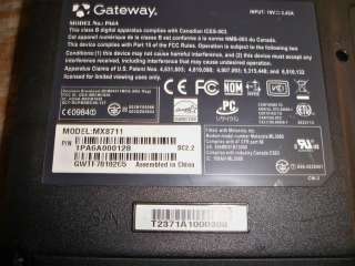   MX8711 Laptop Core Duo unknown (For Prts/Repair) No RAM/HDD  