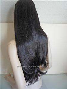 WIG PERRUQUE BLACK BROWN EXTRA LONG 30 IN HIGH QUALITY  