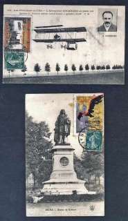 AviationFranceReims 1909 + 1910 cards, tied vignettes  
