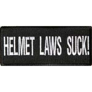 Helmet Laws Suck Patch, 4x1.5 inch, small embroidered biker patch 