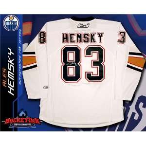  Ales Hemsky Autographed/Hand Signed Edmonton Oilers White 
