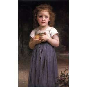   name: Little girl holding apples in her hands, By Bouguereau William