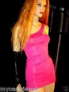 PINK Mini Dress or Top One Shoulder Zipper Design Clubwear Party 