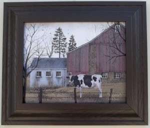 HOLSTEIN COW RED BARN COUNRY FRAMED PRINT WALL DECOR  