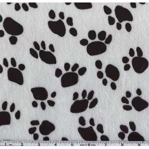  60 Wide Wavy Fur Dog Paws White/Black Fabric By The Yard 