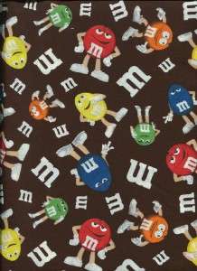 CANDY CHARACTERS ON BROWN Cotton Fabric BTY for Quilting 