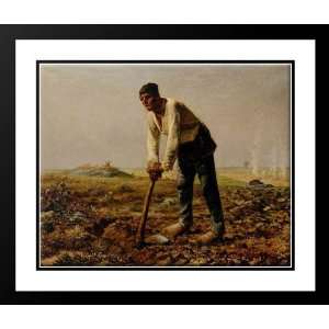   34x28 Framed and Double Matted Man with a hoe
