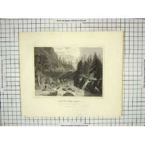   ANTIQUE PRINT VIEW CANAL FALLS MOHAWK RIVER WOODCOCK