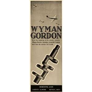 1938 Ad Wyman Gordon Aircraft Controlled Forgings   Original Print Ad