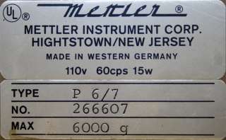 Mettler Instruments Corp. P6/7 Electronic Balance  