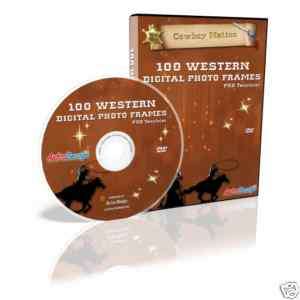 100 WESTERN COWBOY RODEO FRAME TEMPLATES PHOTOSHOP DVD 845029057730 