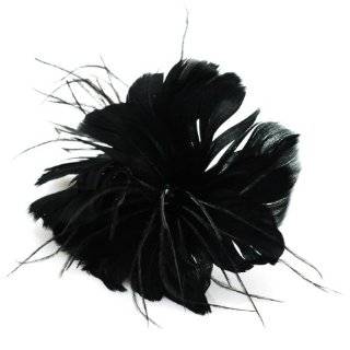 Wedding Fascinator Black Feather Hair Clip Pearl Rhinestone Accents 