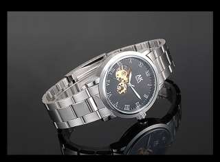 AK Homme◆ Stainless Steel Black Face Men Automatical Mechanical 