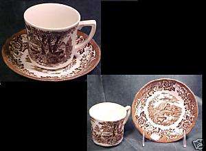 MEAKIN ROMANTIC ENGLAND Brown CUP & SAUCER (s)  