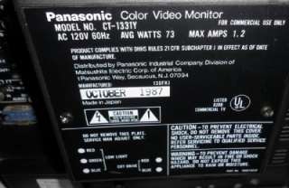PANASONIC COLOR VIDEO MONITOR CT 1331Y 13 Security Use  